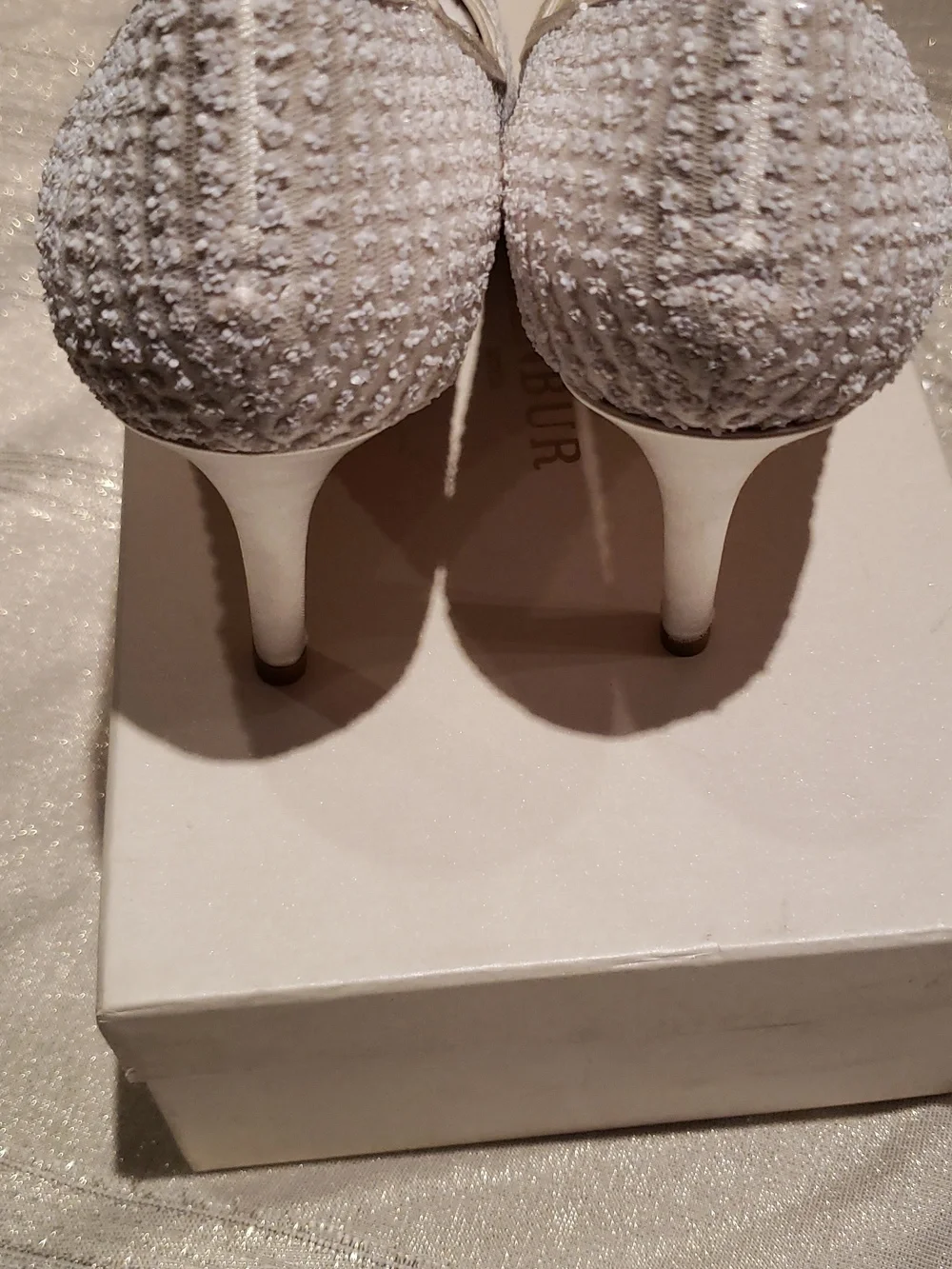 Menbur New Pumps Embellished Silk Heel Wedding Womens 41/9-9.5 IVORY White